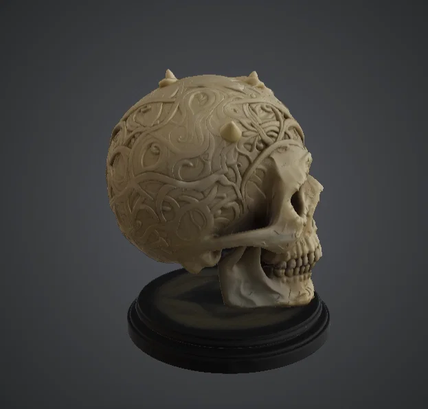 Tượng Bán Thân Đầu Lâu Đội Vương Miện Hoa Văn (Ornate Crowned Skull Bust) - Image 2