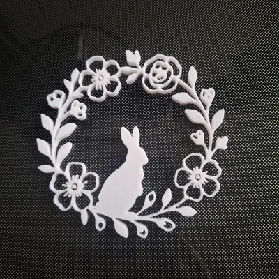 Zajíček ve věnci – Thỏ trong vòng hoa (decor 2D treo)