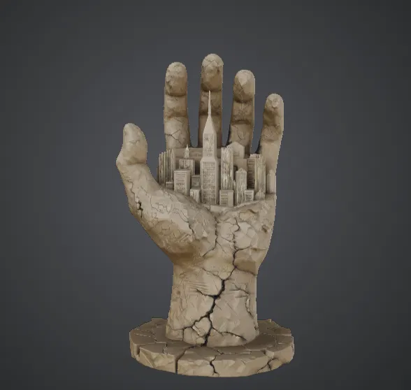 Bàn Tay Đá Khổng Lồ Nâng Thành Phố (Colossal Stone Hand Holding City) - Image 1