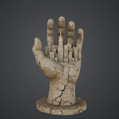 Bàn Tay Đá Khổng Lồ Nâng Thành Phố (Colossal Stone Hand Holding City)