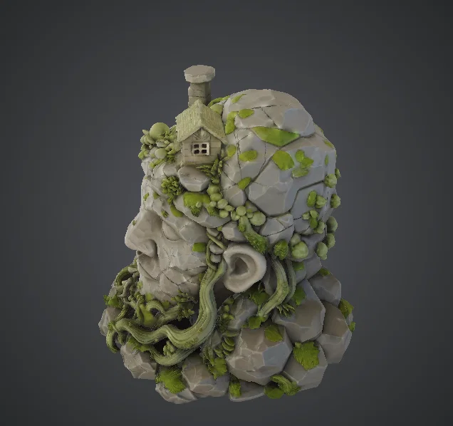 Đầu Vệ Thần Rừng Cổ Đại – Tàn Tích Đá Phủ Dây Leo - Image 2