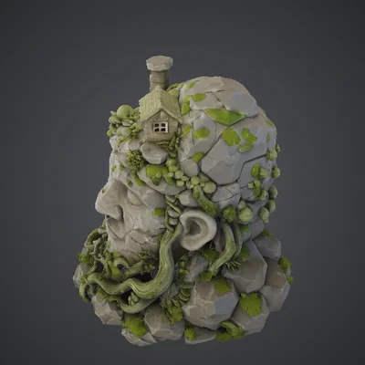 Đầu Vệ Thần Rừng Cổ Đại – Tàn Tích Đá Phủ Dây Leo