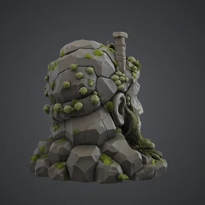 Đầu Vệ Thần Rừng Cổ Đại – Tàn Tích Đá Phủ Dây Leo