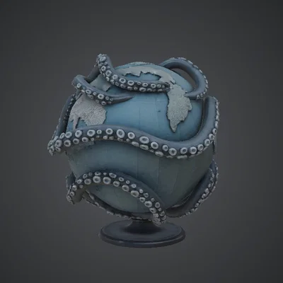 Tượng Địa Cầu Kraken – Thế Giới Bị Xúc Tu Quấn Chặt