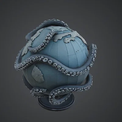 Tượng Địa Cầu Kraken – Thế Giới Bị Xúc Tu Quấn Chặt
