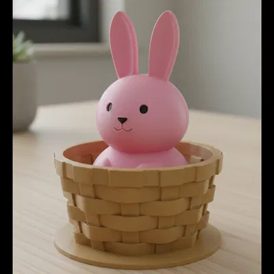 Tượng Thỏ Phục Sinh Ngồi Trong Giỏ