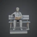 Người đàn ông ngồi ghế công viên đọc báo – Man Sitting on Park Bench - Thumbnail 1