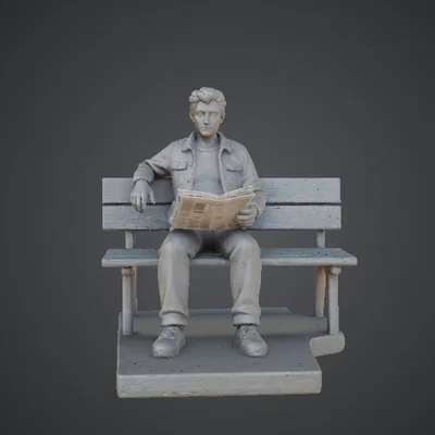 Người đàn ông ngồi ghế công viên đọc báo – Man Sitting on Park Bench
