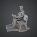 Người đàn ông ngồi ghế công viên đọc báo – Man Sitting on Park Bench - Thumbnail 2