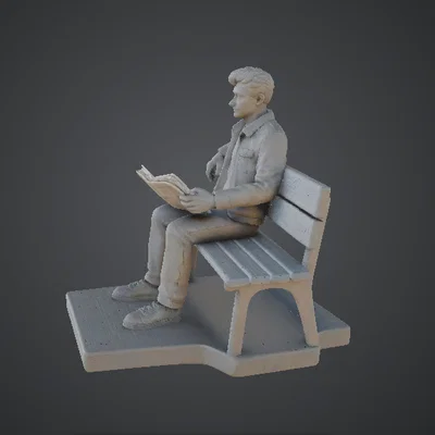 Người đàn ông ngồi ghế công viên đọc báo – Man Sitting on Park Bench