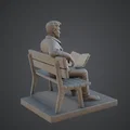 Người đàn ông ngồi ghế công viên đọc báo – Man Sitting on Park Bench - Thumbnail 3