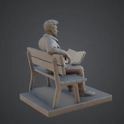 Người đàn ông ngồi ghế công viên đọc báo – Man Sitting on Park Bench