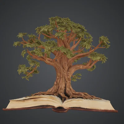 Cây Mọc Từ Quyển Sách Mở (Tree Growing from Open Book)