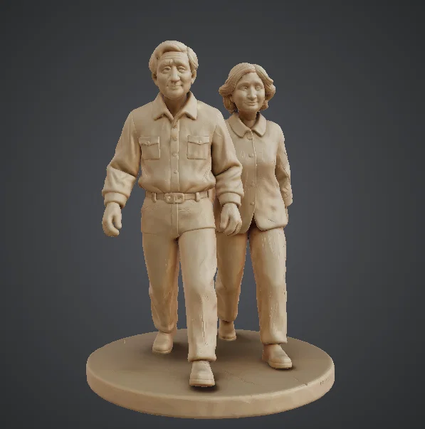 Tượng Cặp Đôi Dắt Nhau Đi Bộ (Couple Walking Sculpture) - Image 1