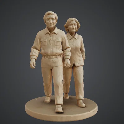 Tượng Cặp Đôi Dắt Nhau Đi Bộ (Couple Walking Sculpture)