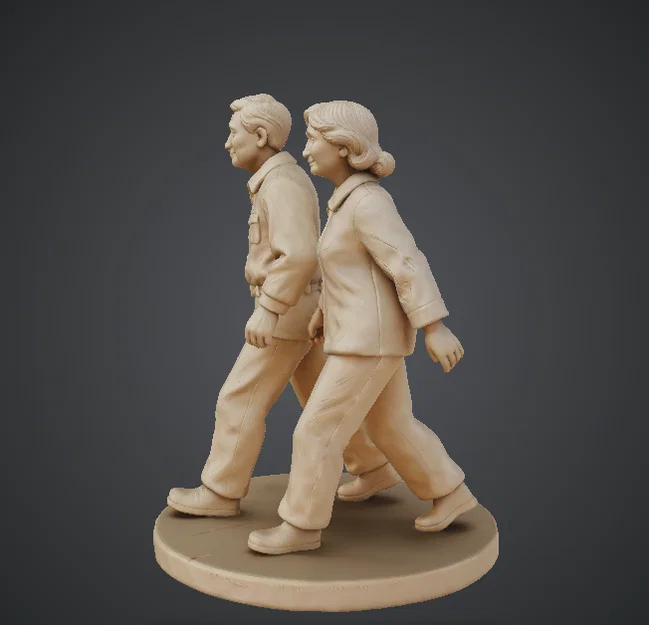 Tượng Cặp Đôi Dắt Nhau Đi Bộ (Couple Walking Sculpture) - Image 2