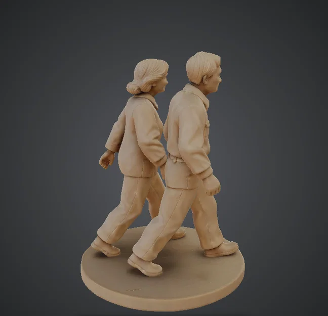 Tượng Cặp Đôi Dắt Nhau Đi Bộ (Couple Walking Sculpture) - Image 3