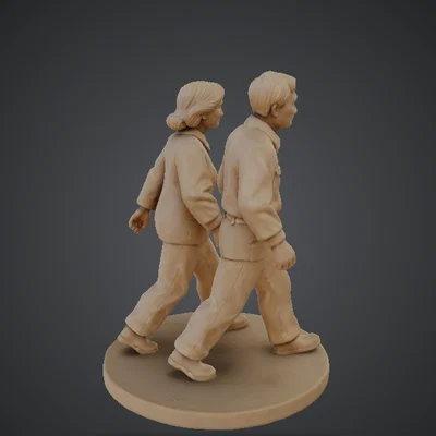 Tượng Cặp Đôi Dắt Nhau Đi Bộ (Couple Walking Sculpture)