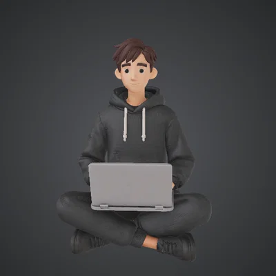 Cậu Thiếu Niên Cách Điệu Cùng Laptop