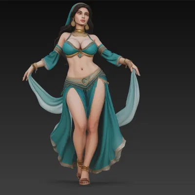 Cô gái Ả Rập gợi cảm ngực lớn đang múa bụng