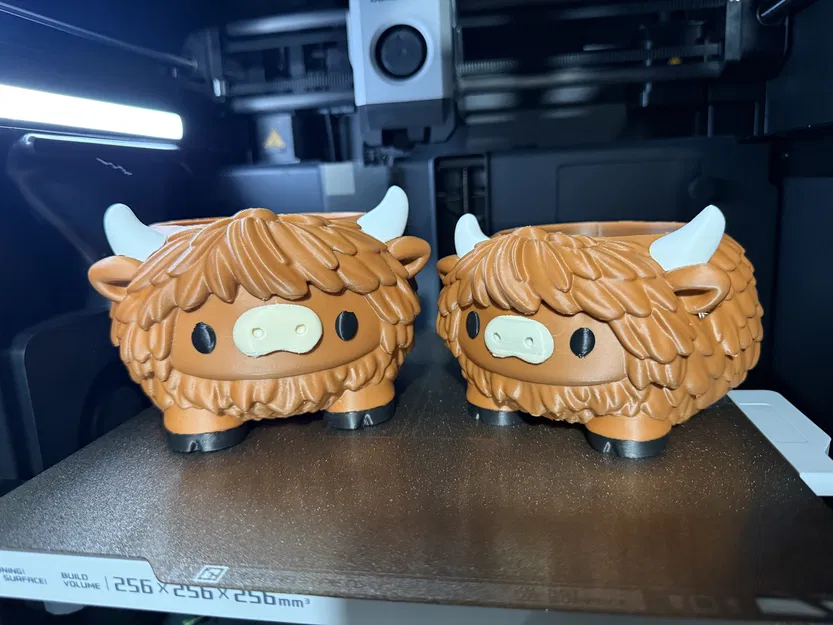 Chậu trồng cây & tô đựng kẹo Bò Highland dễ thương (nhiều phần) - Image 1