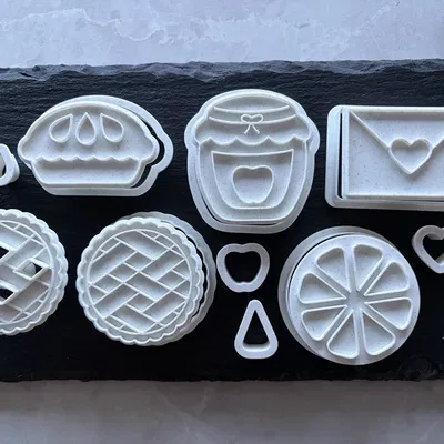 Bộ khuôn cắt + stamp bánh quy “Envelope + Pie + Jam” (5 mẫu)