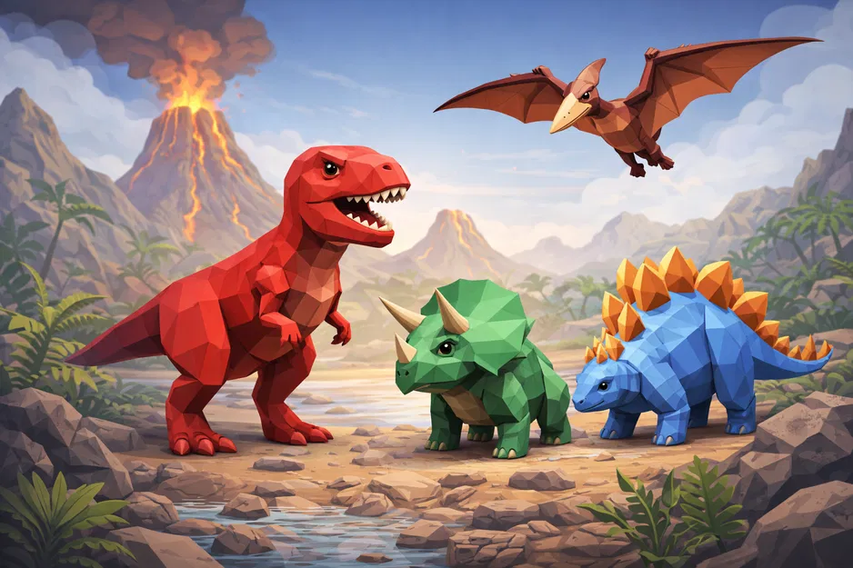 Abstract Minimal Animals – Bộ sưu tập Tiền sử (Low Poly) - Image 1