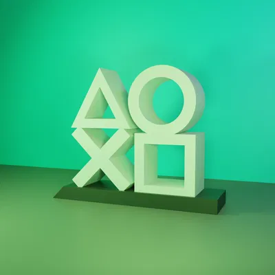 Kệ trưng bày biểu tượng nút tay cầm – cảm hứng PlayStation