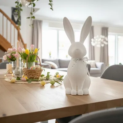 Đồ trang trí thỏ Phục Sinh hiện đại dạng gân (ribbed)