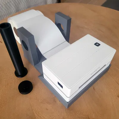 MUNBYN ITPP130B - Bệ đỡ máy in nhiệt & giá treo cuộn tem all-in-one