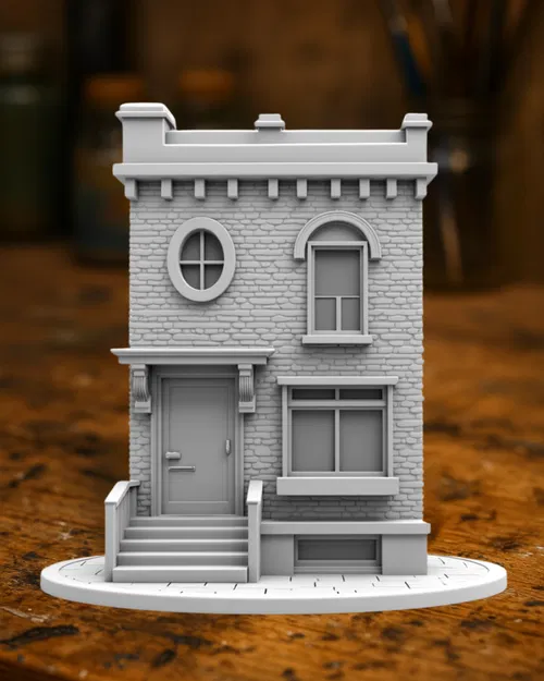 Mô hình Townhouse Victorian mini – Mặt tiền đá trưng bày - Image 1