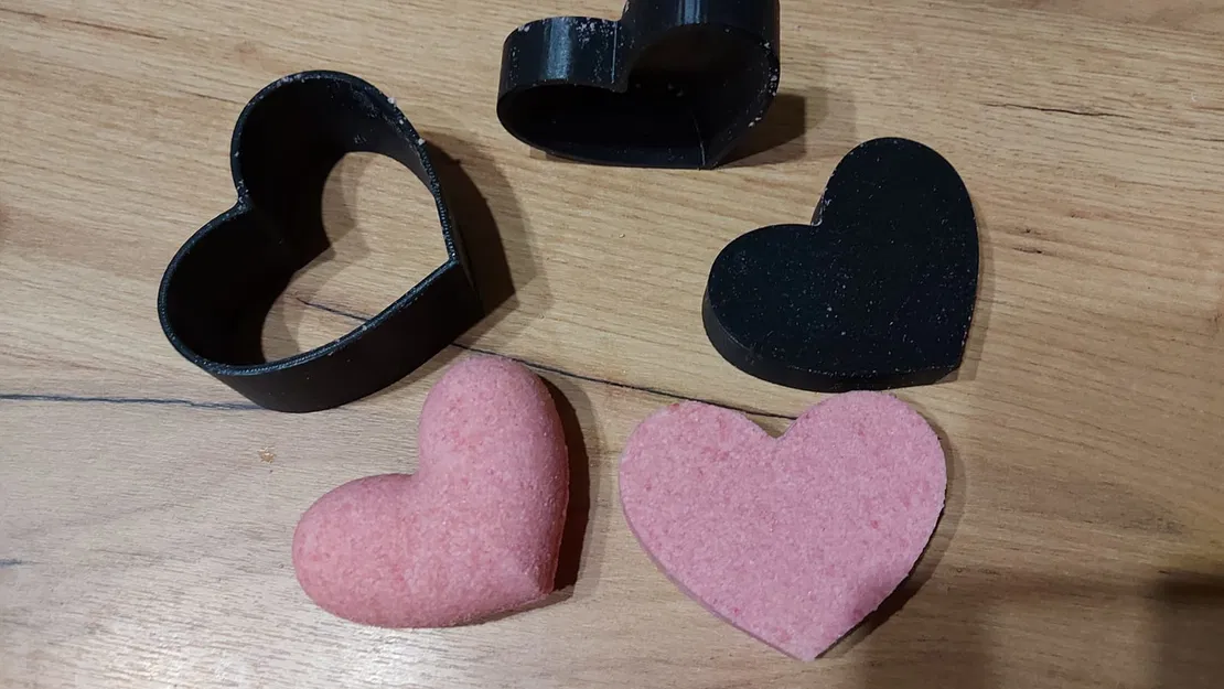 Khuôn Bath Bomb Trái Tim 2-trong-1 | Bản 2D & 3D - Image 1