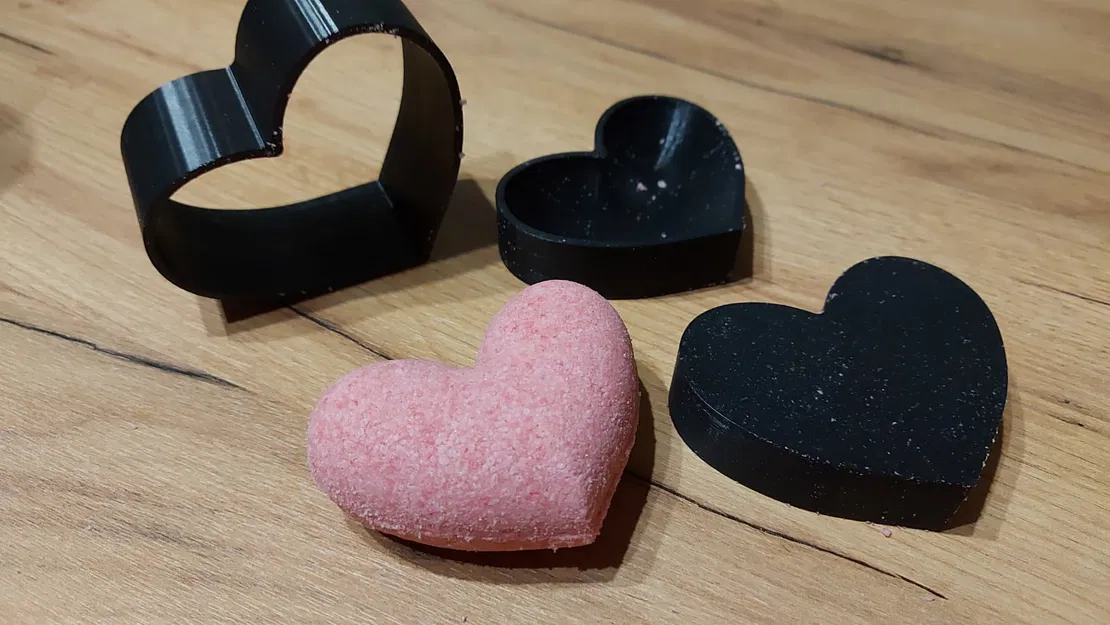 Khuôn Bath Bomb Trái Tim 2-trong-1 | Bản 2D & 3D - Image 2