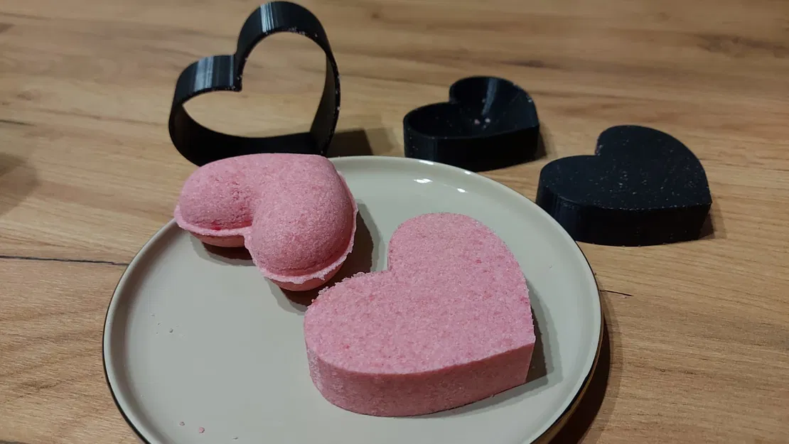 Khuôn Bath Bomb Trái Tim 2-trong-1 | Bản 2D & 3D - Image 3