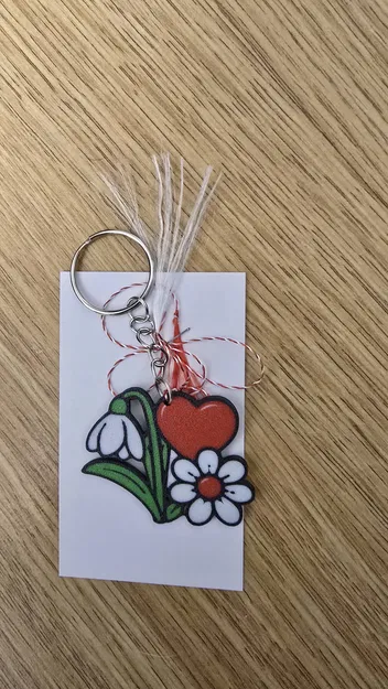 Móc khóa Martisor trái tim hoa Snowdrop (1 martie) - Image 1