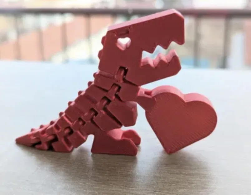 Khủng long Valentine khớp nối ôm trái tim - Image 1