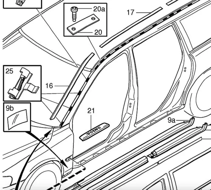 Kẹp cố định ốp rãnh thoát nước / viền kính chắn gió (Drip rail moulding clips) - Image 1