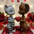 Mèo & Chó Valentine – Tượng Dễ Thương In 3D - Thumbnail 1
