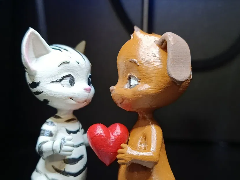 Mèo & Chó Valentine – Tượng Dễ Thương In 3D - Image 2