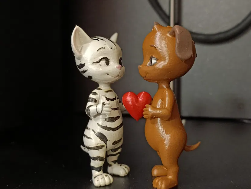 Mèo & Chó Valentine – Tượng Dễ Thương In 3D - Image 3