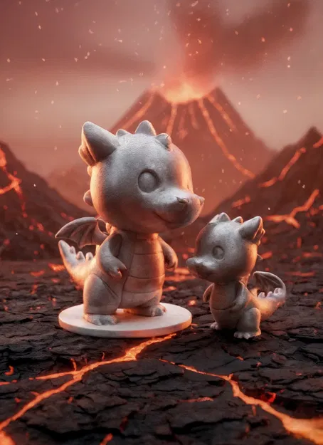 STL Rồng Con Dễ Thương – Chibi Fantasy Figurine - Image 1