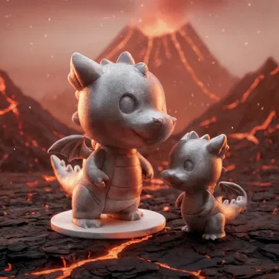 STL Rồng Con Dễ Thương – Chibi Fantasy Figurine