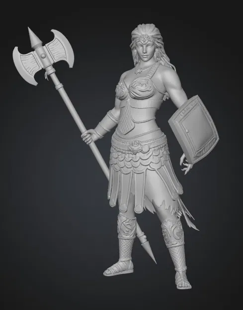 Nữ Chiến Binh Khiên Cầm Rìu Chiến - Image 1