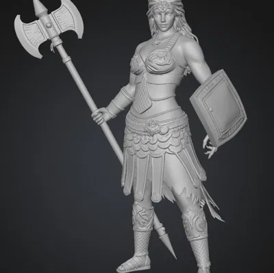 Nữ Chiến Binh Khiên Cầm Rìu Chiến