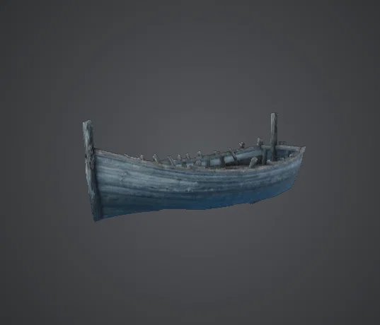 Thân Thuyền Chèo Gỗ Bị Bỏ Hoang – Mảnh Terrain Xác Tàu Ven Biển - Image 1