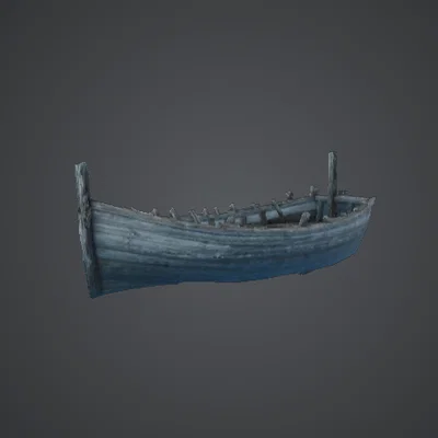 Thân Thuyền Chèo Gỗ Bị Bỏ Hoang – Mảnh Terrain Xác Tàu Ven Biển