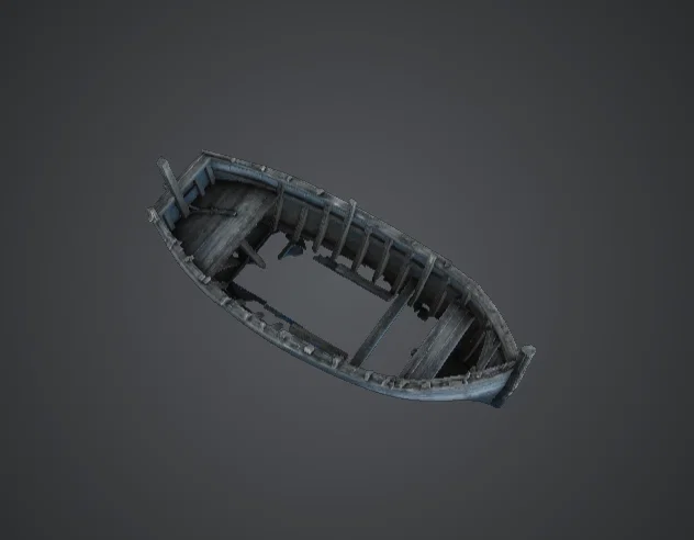 Thân Thuyền Chèo Gỗ Bị Bỏ Hoang – Mảnh Terrain Xác Tàu Ven Biển - Image 2