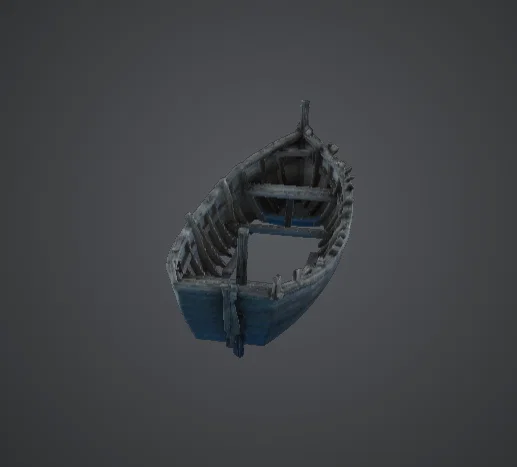 Thân Thuyền Chèo Gỗ Bị Bỏ Hoang – Mảnh Terrain Xác Tàu Ven Biển - Image 3