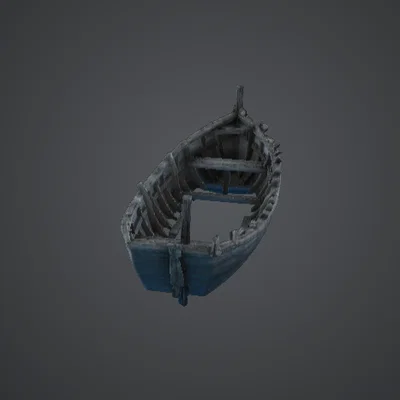 Thân Thuyền Chèo Gỗ Bị Bỏ Hoang – Mảnh Terrain Xác Tàu Ven Biển