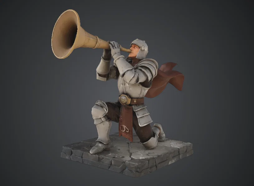 Kỵ Sĩ Trung Cổ Thổi Kèn Chiến – Miniature Sứ Giả Bọc Giáp - Image 1